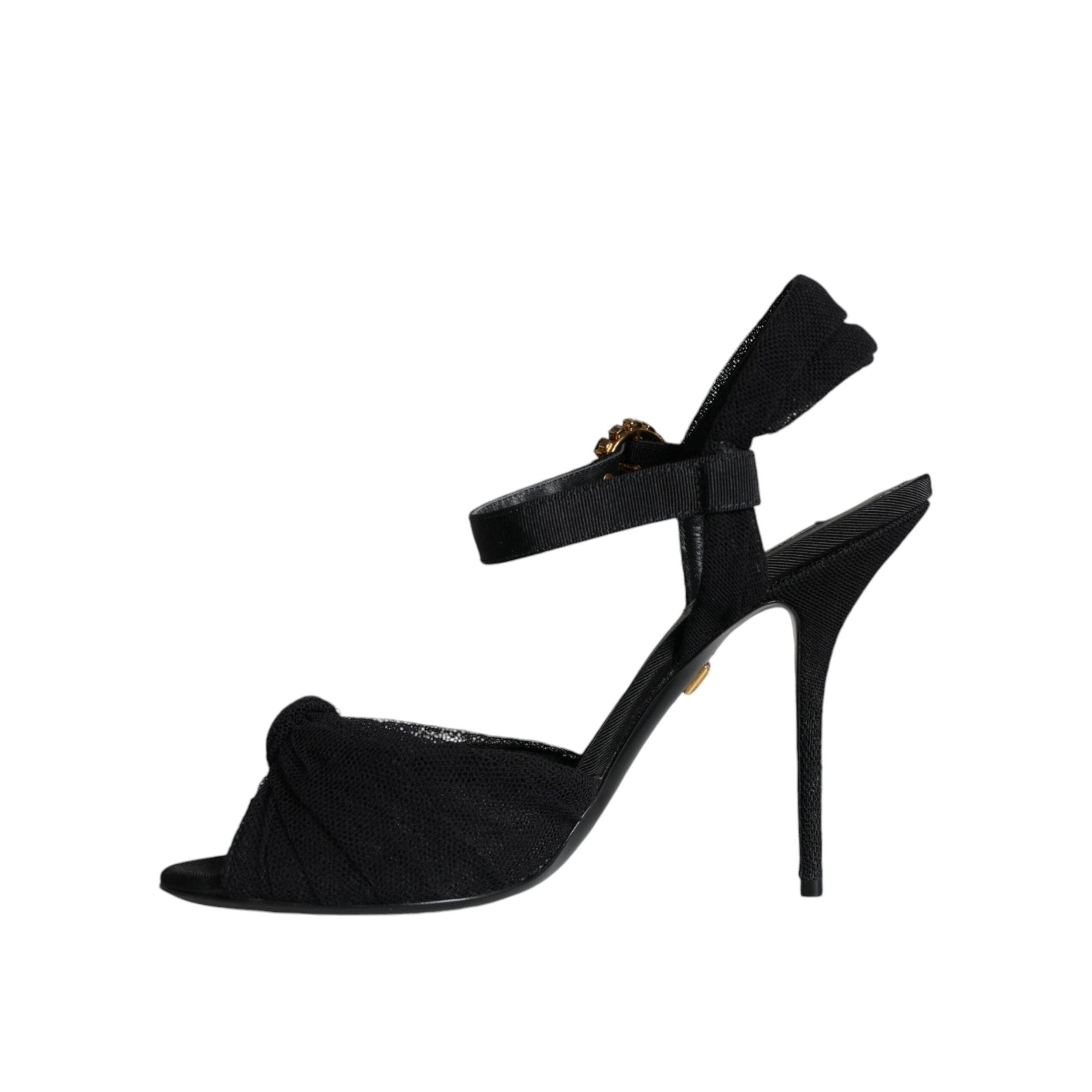 Dolce & Gabbana Black KEIRA Heels Ankle Strap Sandals Shoes