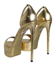 Dolce & Gabbana Gold Leather Platform Keira Sandals Shoes
