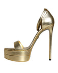 Dolce & Gabbana Gold Leather Platform Keira Sandals Shoes
