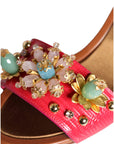 Dolce & Gabbana Fuchsia Leather Embellished Keira Sandals Shoes
