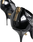 Dolce & Gabbana Black Mesh Leather Heels Keira Sandals Shoes