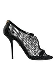 Dolce & Gabbana Black Mesh Leather Heels Keira Sandals Shoes
