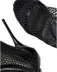 Dolce & Gabbana Black Mesh Leather Heels Keira Sandals Shoes