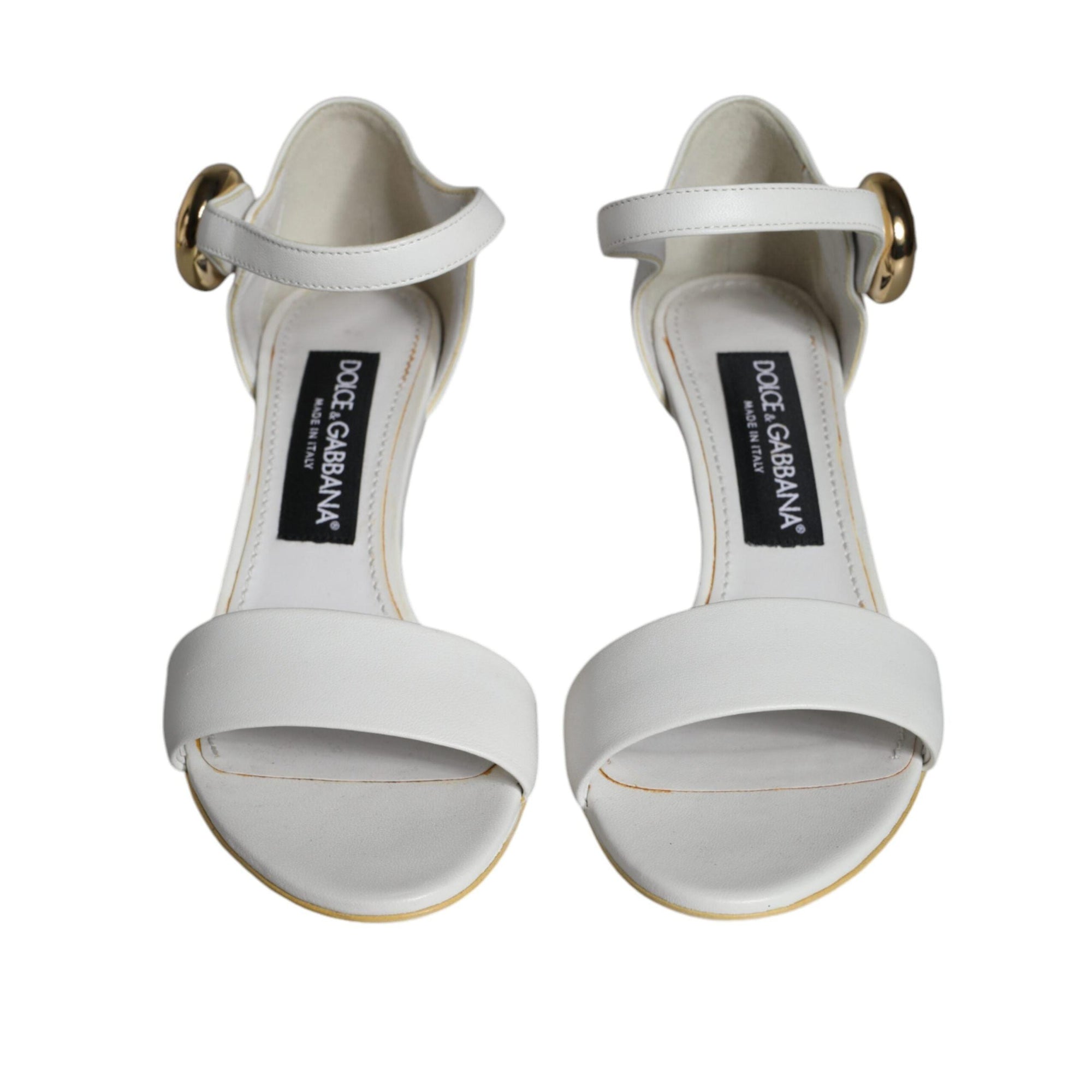 Dolce & Gabbana White Leather Heels Keira Sandals Shoes