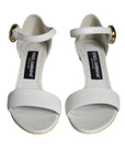 Dolce & Gabbana White Leather Heels Keira Sandals Shoes