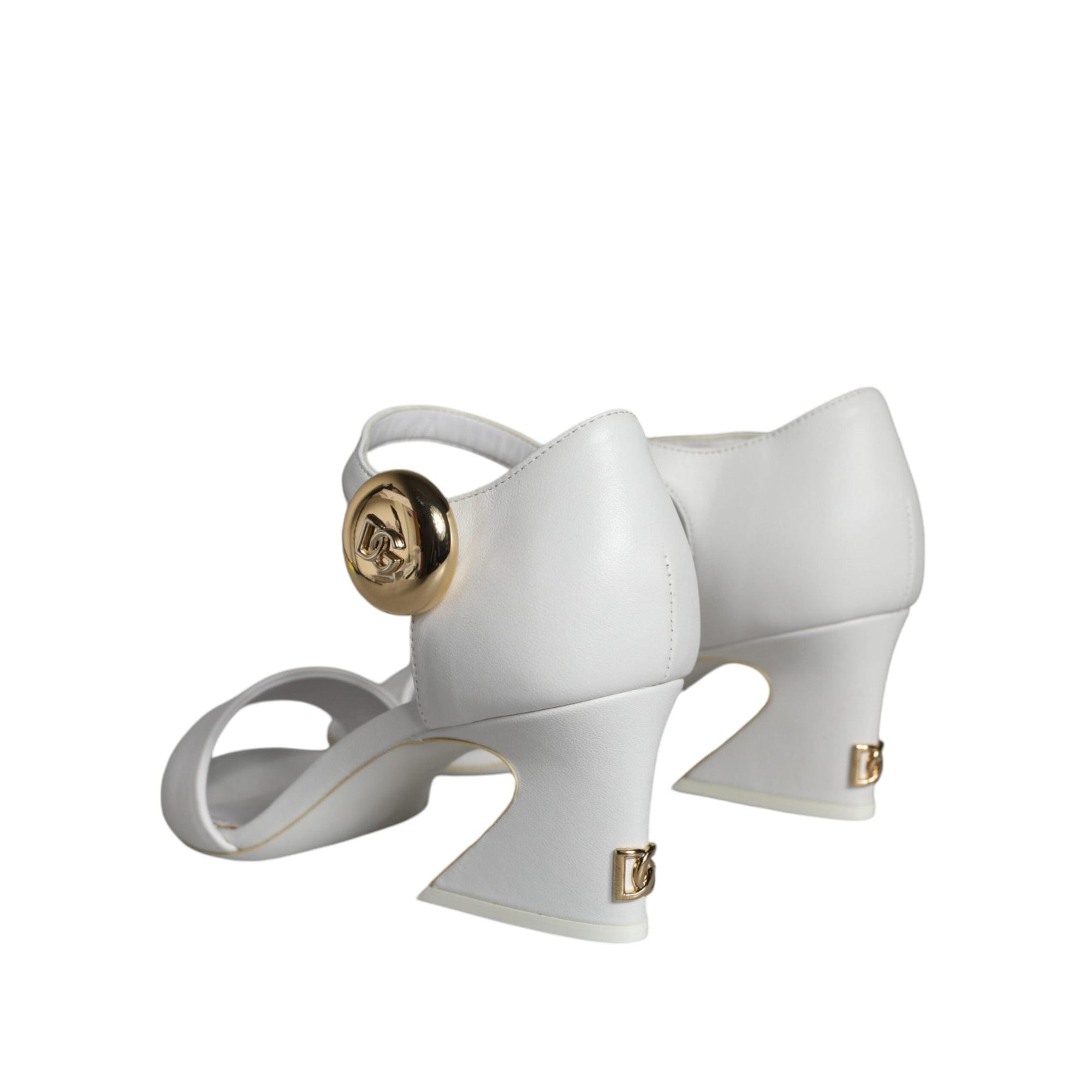 Dolce & Gabbana White Leather Heels Keira Sandals Shoes