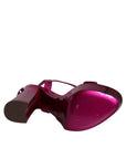 Dolce & Gabbana Fuchsia Leather Platform Logo Keira Sandals Shoes