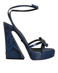 Dolce & Gabbana Blue Leather Ankle Strap Heels Sandals Shoes