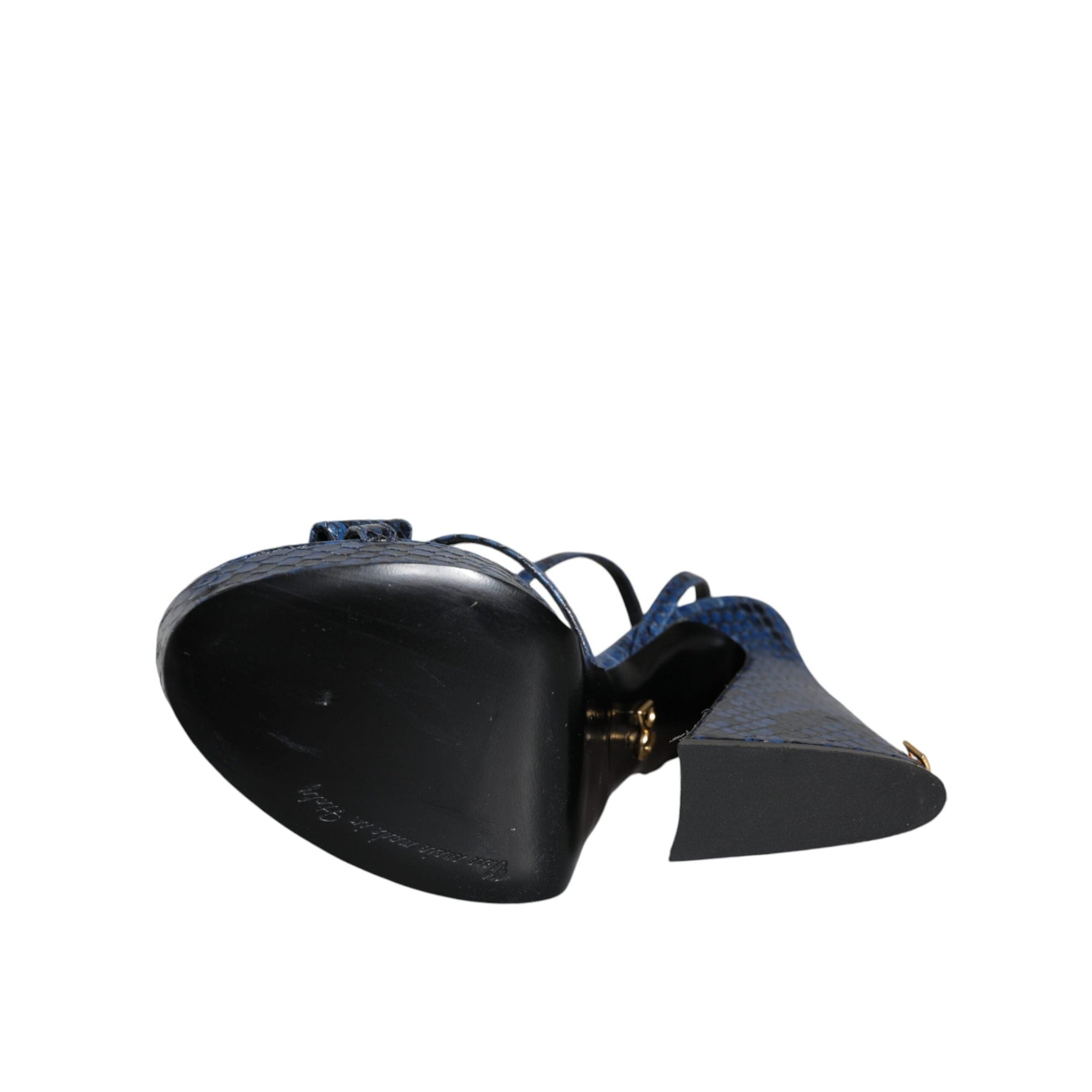 Dolce & Gabbana Blue Leather Ankle Strap Heels Sandals Shoes