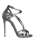 Dolce & Gabbana Silver Keira Leather Heels Sandals Shoes