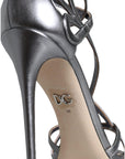 Dolce & Gabbana Silver Keira Leather Heels Sandals Shoes