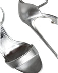 Dolce & Gabbana Silver Leather Platform Keira Sandals Shoes