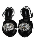 Dolce & Gabbana Black Crystal Ankle Strap Sandals Shoes