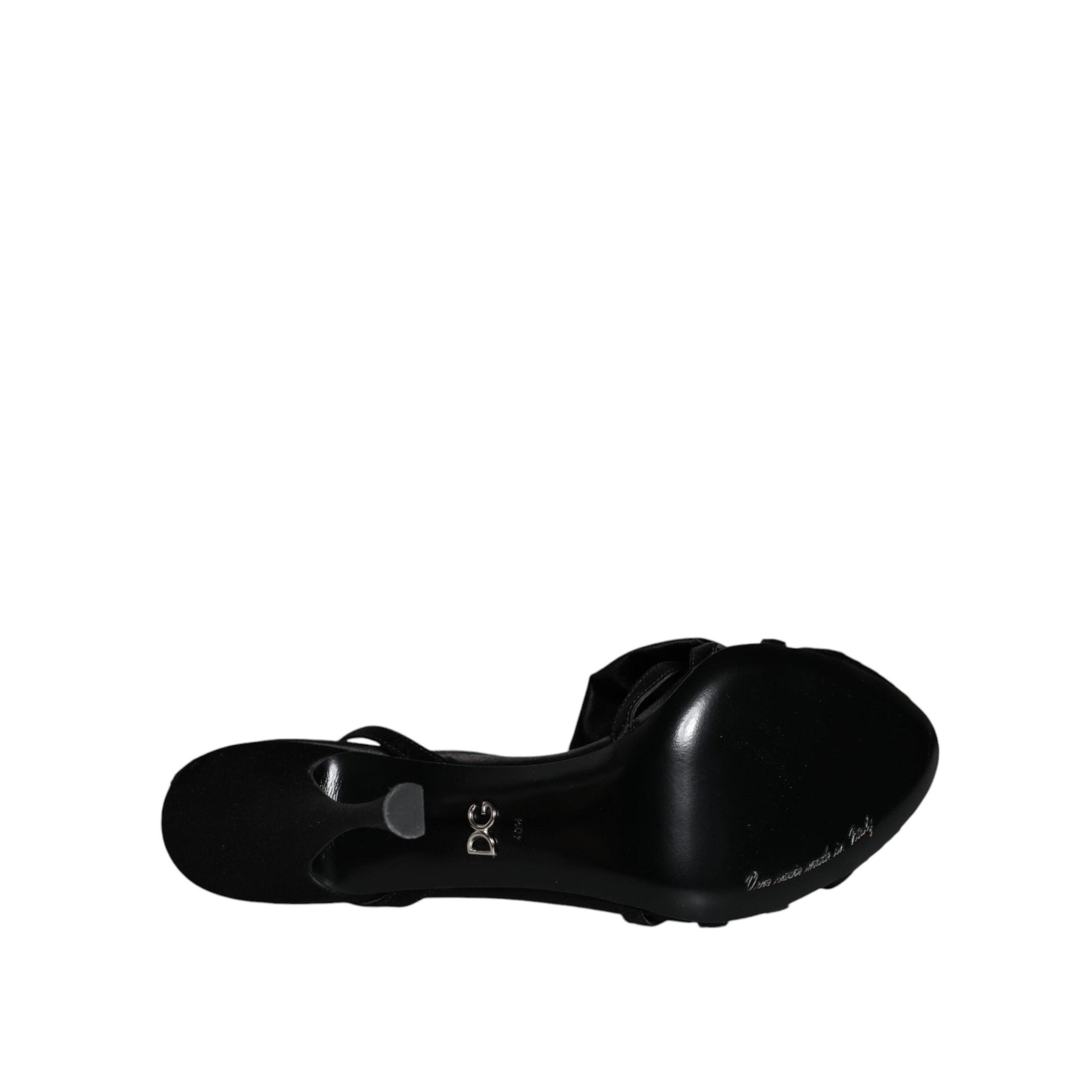 Dolce & Gabbana Black Crystal Ankle Strap Sandals Shoes