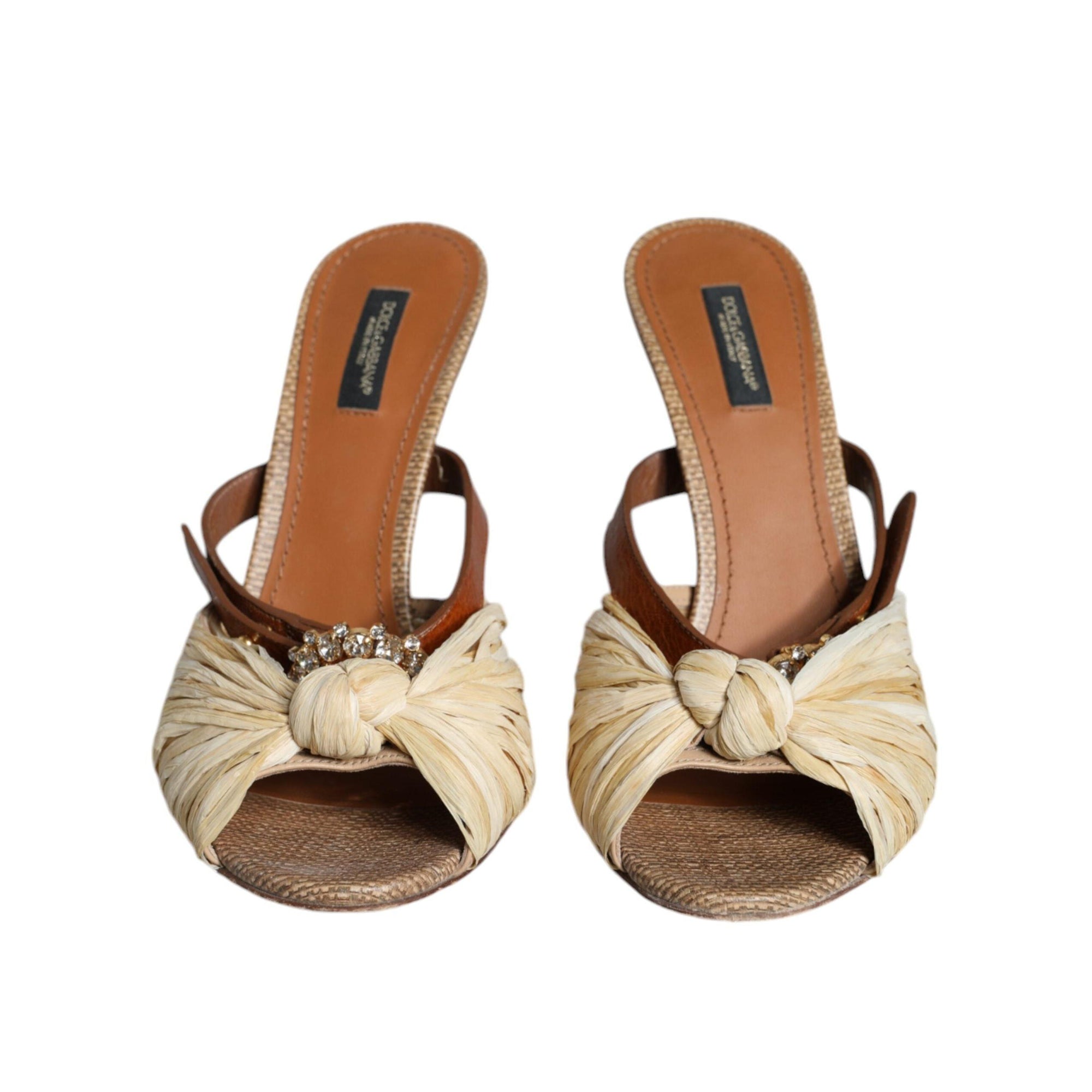 Dolce & Gabbana Multicolor Crystal Slides Heel Sandals Shoes