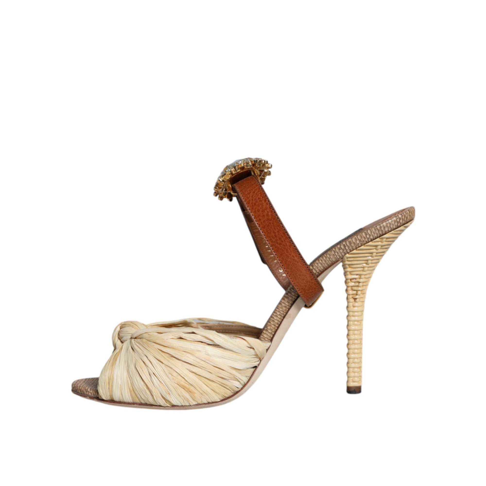 Dolce & Gabbana Multicolor Crystal Slides Heel Sandals Shoes