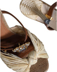 Dolce & Gabbana Multicolor Crystal Slides Heel Sandals Shoes