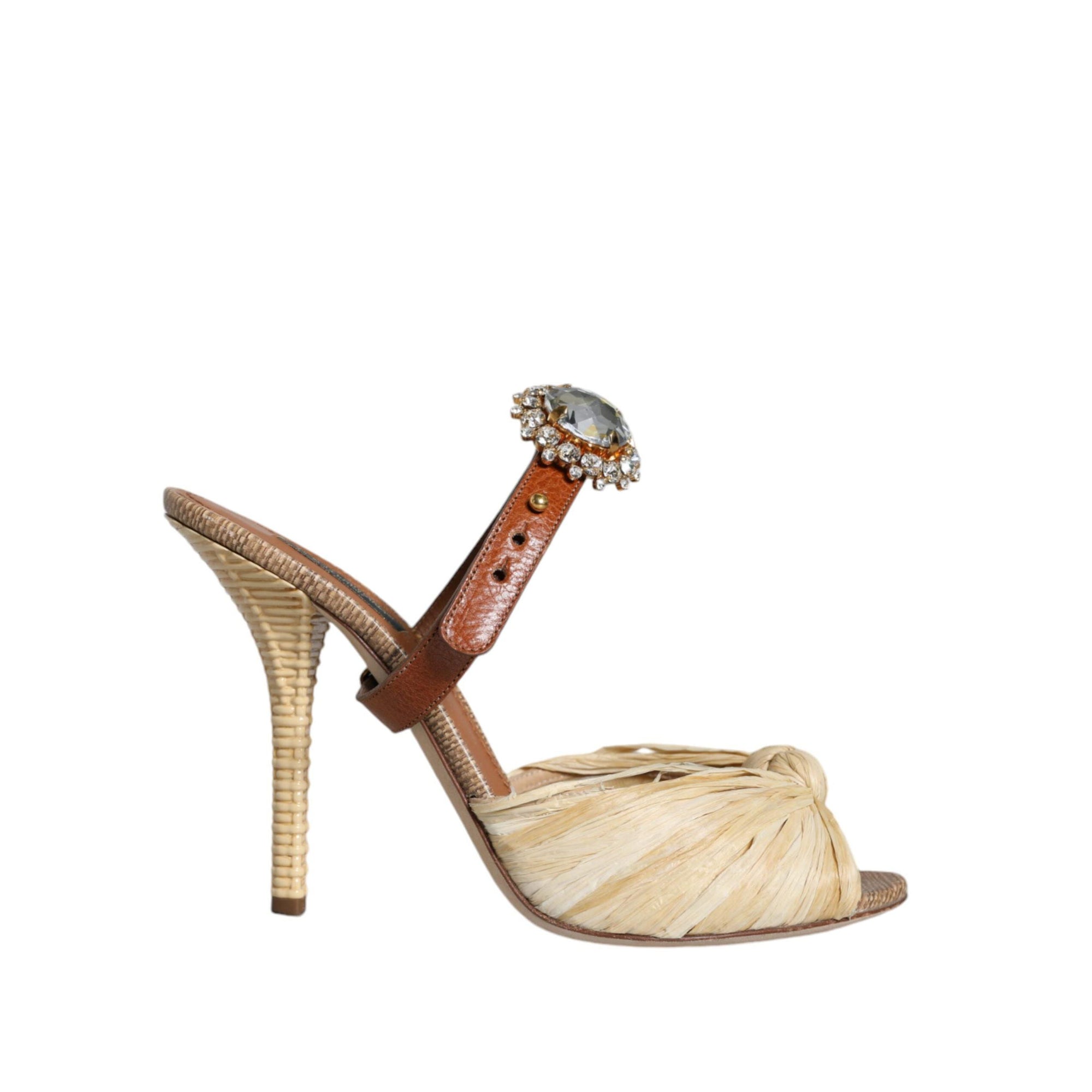 Dolce & Gabbana Multicolor Crystal Slides Heel Sandals Shoes