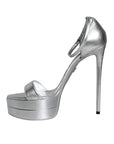 Dolce & Gabbana Silver KEIRA Heels Ankle Strap Sandals Shoes