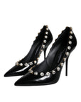 Dolce & Gabbana Black Crystals Leather High Heels Pumps Shoes