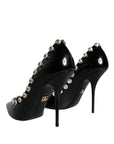 Dolce & Gabbana Black Crystals Leather High Heels Pumps Shoes