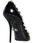 Dolce & Gabbana Black Crystals Leather High Heels Pumps Shoes