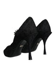 Dolce & Gabbana Black Mary Jane Pumps Lace Crystals Heels Shoes