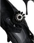 Dolce & Gabbana Black Mary Jane Pumps Lace Crystals Heels Shoes