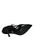 Dolce & Gabbana Black Mary Jane Pumps Lace Crystals Heels Shoes