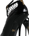 Dolce & Gabbana Black Mesh Patent Leather Heels Pumps Shoes