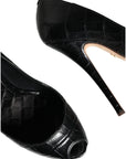 Dolce & Gabbana Black Leather Platform Heels Pumps Shoes