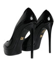Dolce & Gabbana Black Leather Platform Heels Pumps Shoes