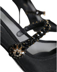 Dolce & Gabbana Black Mesh Mary Jane Crystal Heel Pumps Shoes