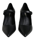 Dolce & Gabbana Black Leather Logo Heels Mary Janes Pumps Shoes