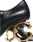 Dolce & Gabbana Black Leather Logo Heels Mary Janes Pumps Shoes