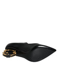 Dolce & Gabbana Black Leather Logo Heels Mary Janes Pumps Shoes