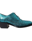 Dolce & Gabbana Blue Leather Derby Block Heels Dress Shoes