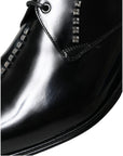 Dolce & Gabbana Black Leather Crystal Dress Formal Shoes