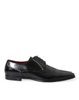 Dolce & Gabbana Black Leather Crystal Dress Formal Shoes