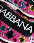 Dolce & Gabbana Pink Sorrento Crystals Low Top Sneakers Shoes