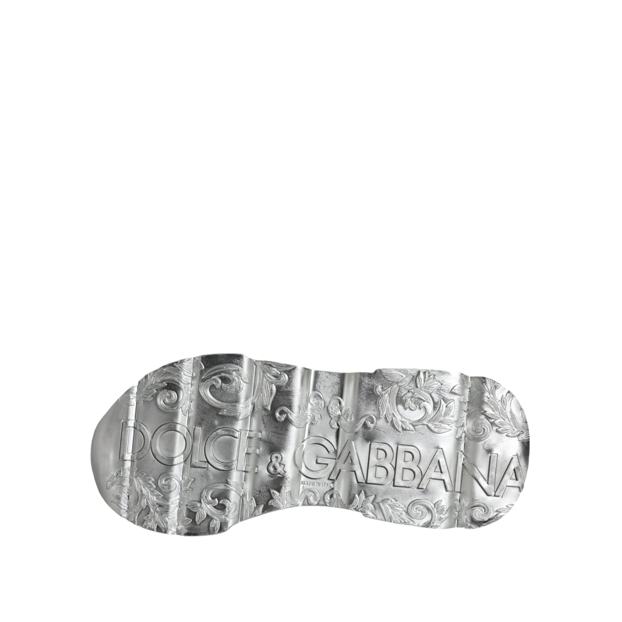 Dolce & Gabbana White Silver Daymaster Leather Sneakers Shoes