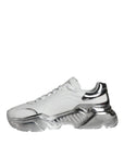 Dolce & Gabbana White Silver Daymaster Leather Sneakers Shoes