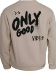 Dolce & Gabbana Beige Cotton Crew Neck Sweatshirt Sweater