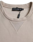 Dolce & Gabbana Beige Cotton Crew Neck Sweatshirt Sweater