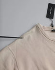 Dolce & Gabbana Beige Cotton Crew Neck Sweatshirt Sweater