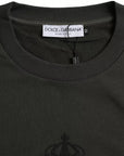 Dolce & Gabbana Green Logo Cotton Crew Neck Pullover Sweater