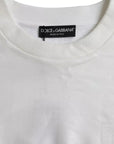 Dolce & Gabbana White Cotton Crew Neck Sweatshirt Sweater