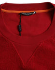 Dolce & Gabbana Red Logo Cotton Crew Neck Pullover Sweater