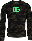Dolce & Gabbana Black Camouflage Crew Neck Pullover Sweater