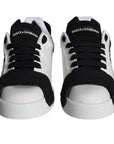 Dolce & Gabbana White Black Leather Low Top Women Sneaker Shoes